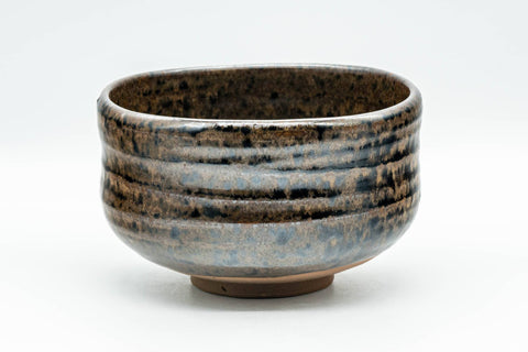 Japanese Matcha Bowl - Brown and Yellow Glazed Waisted Chawan - 450ml
