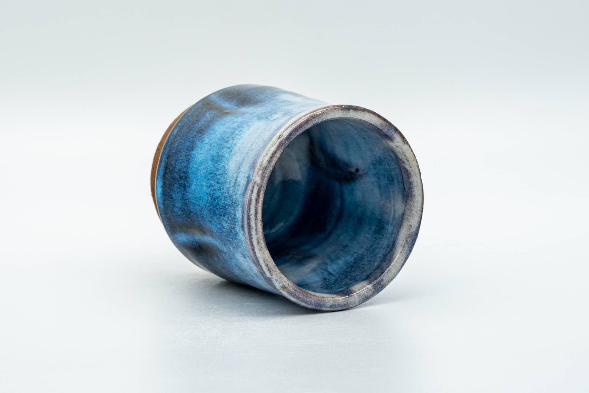 Japanese Teacup - Blue White Hare's Fur Glazed Waisted Yunomi - 130ml - Tezumi