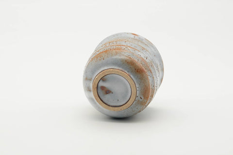 Tezumi — Japanese Teacup - Blue Orange Shino Glazed Mino-yaki Yunomi - 130ml — top-down view of the interior