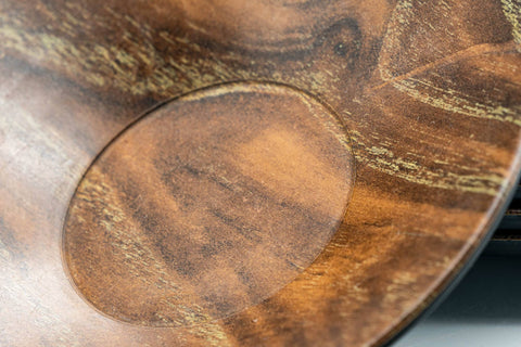 Japanese Chataku - Set of 5 Woodgrain Black Lacquered Tea Saucers