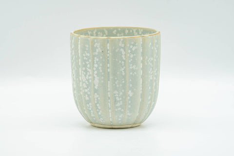 Japanese Teacup - Floral Speckled Grey-Glazed Kiyomizu-yaki Yunomi 120ml - reverse plain side of the cup