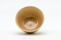 Tezumi — Japanese Teacups - Set of 3 Beige Green Patterned Kiyomizu-yaki Yunomi - 125ml — tipped to show the interior