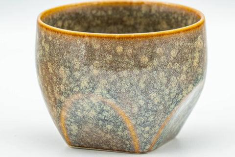 Japanese Teacup - Green Glazed Geometric-shaped Yunomi - 100ml