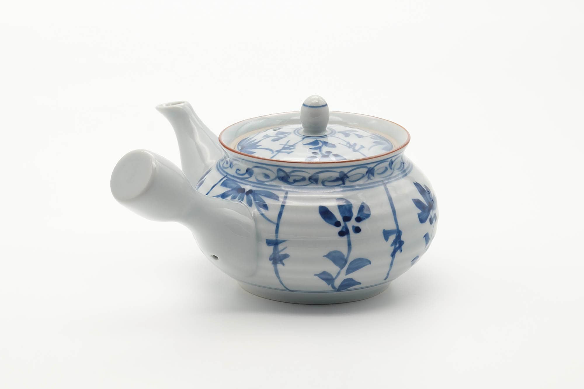 Japanese Kyusu - Floral Blue White Porcelain Arita-yaki Teapot - 350ml