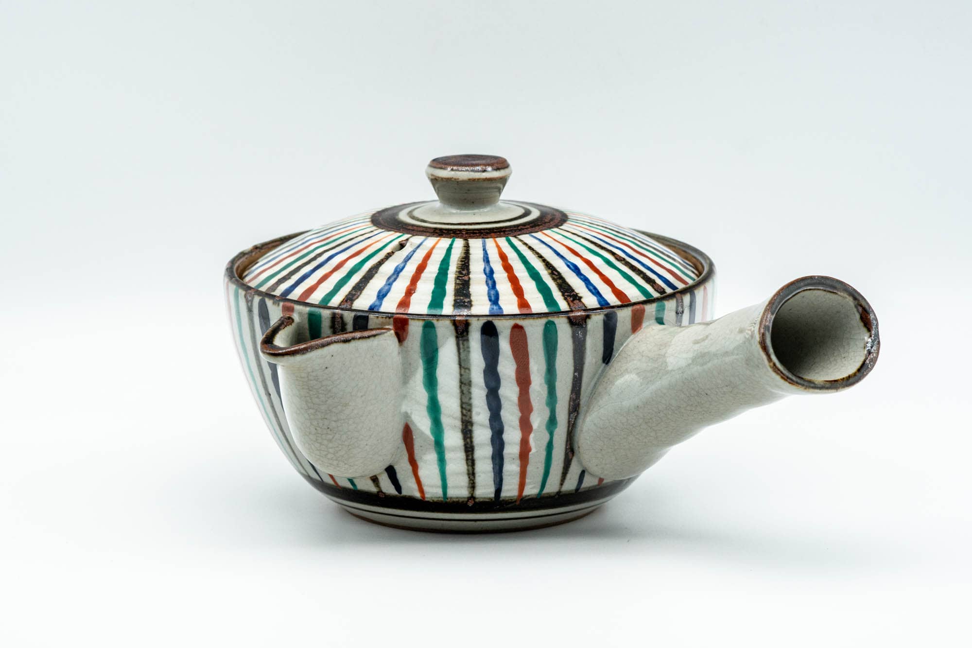 Japanese Kyusu - Multi-Coloured Stripes Do-ake Triangular-Spouted Teapot - 275ml - Tezumi