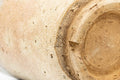 Tezumi — Japanese Teacup - Beige Drip-Glazed Gohonte Weathered Hagi-yaki Yunomi - 170ml — inverted showing the foot ring