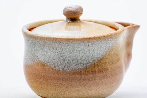 Japanese Houhin - 天鵬山 Tsubaki Kiln - Beige White Glazed Hagi-yaki Ceramic Teapot - 130ml