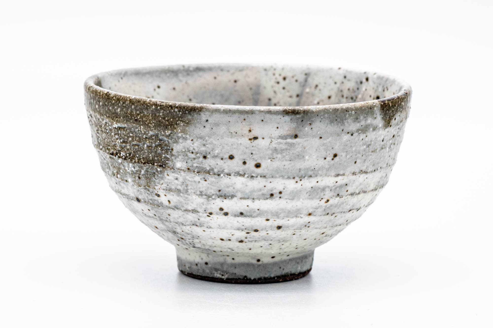 Japanese Matcha Bowl - Grey Milky Drip-Glazed Textured Chawan - 150ml