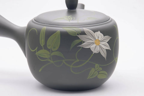 Japanese Kyusu - Floral Green Ryokudei Tokoname-yaki Mesh Teapot - 400ml