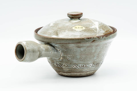 Japanese Kyusu - Chrysanthemum Grey Glazed Kiyomizu-yaki Do-ake Teapot - 200ml - Tezumi