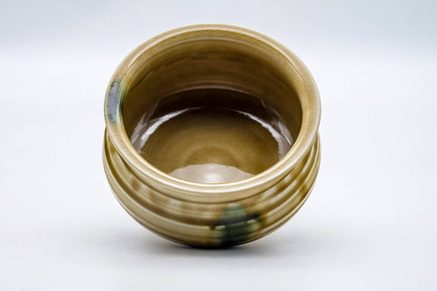 Japanese Kensui - Green Yellow Glazed Seto-yaki Tea Ceremony Water Bowl - 580ml