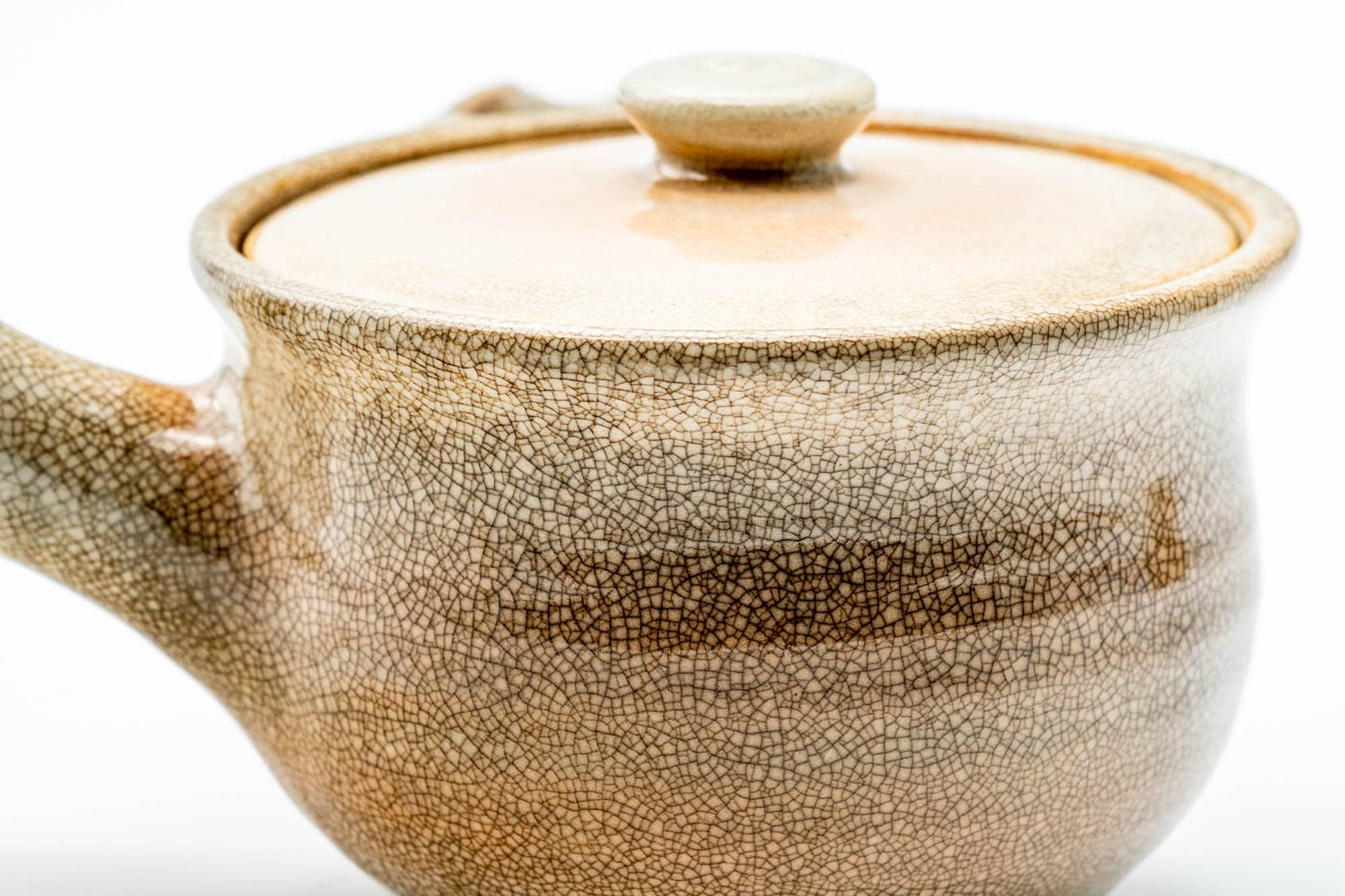 Japanese Kyusu - Weathered Beige Glazed Hagi-yaki Ceramic Filter Teapot - 240ml