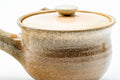 Japanese Kyusu - Weathered Beige Glazed Hagi-yaki Ceramic Filter Teapot - 240ml - side view showing the weathered beige Hagi glaze with vertical drips