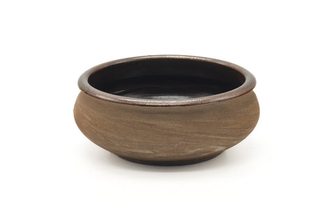 Japanese Kensui - Wide Brown Stoneware Water Bowl - 470ml