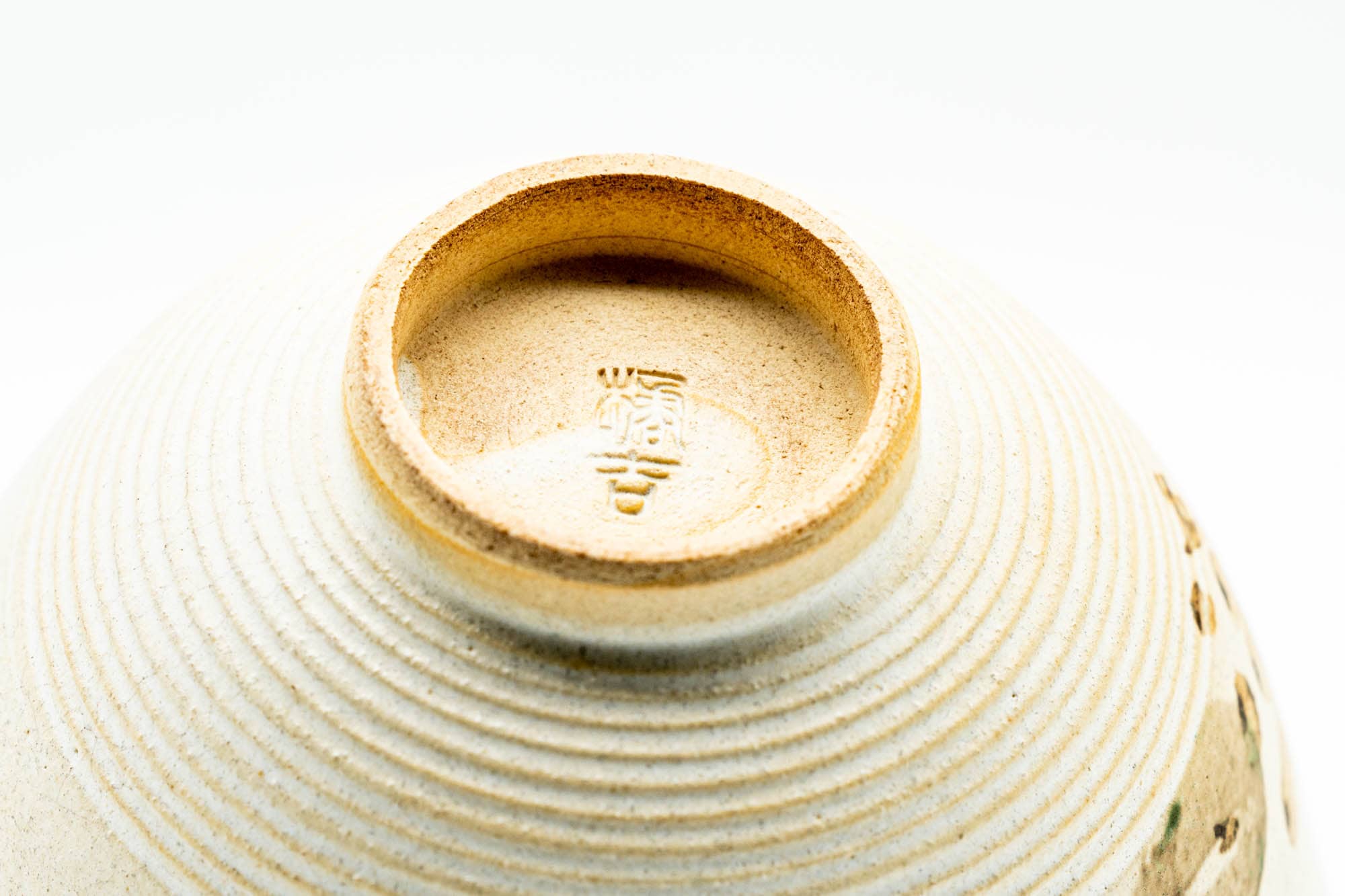 Japanese Teacup - Matte Beige Floral Kiyomizu-yaki Yunomi - 140ml