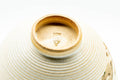 Japanese Teacup - Matte Beige Floral Kiyomizu-yaki Yunomi - 140ml - overhead view looking into the cup base