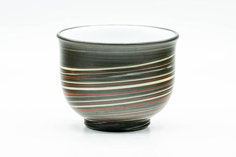 Side view of the nerikomi yunomi showing the swirled marbled clay bands