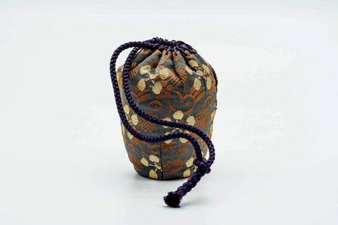 Japanese Chaire - Black Drip-Glazed Katatsuki Seto-yaki Tea Canister with Shifuku