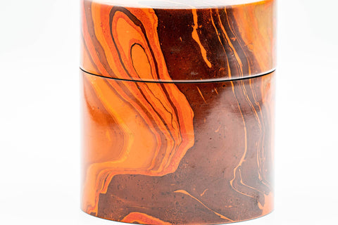 Japanese Chazutsu - Marbled Red Lacquer Tea Canister - 200ml
