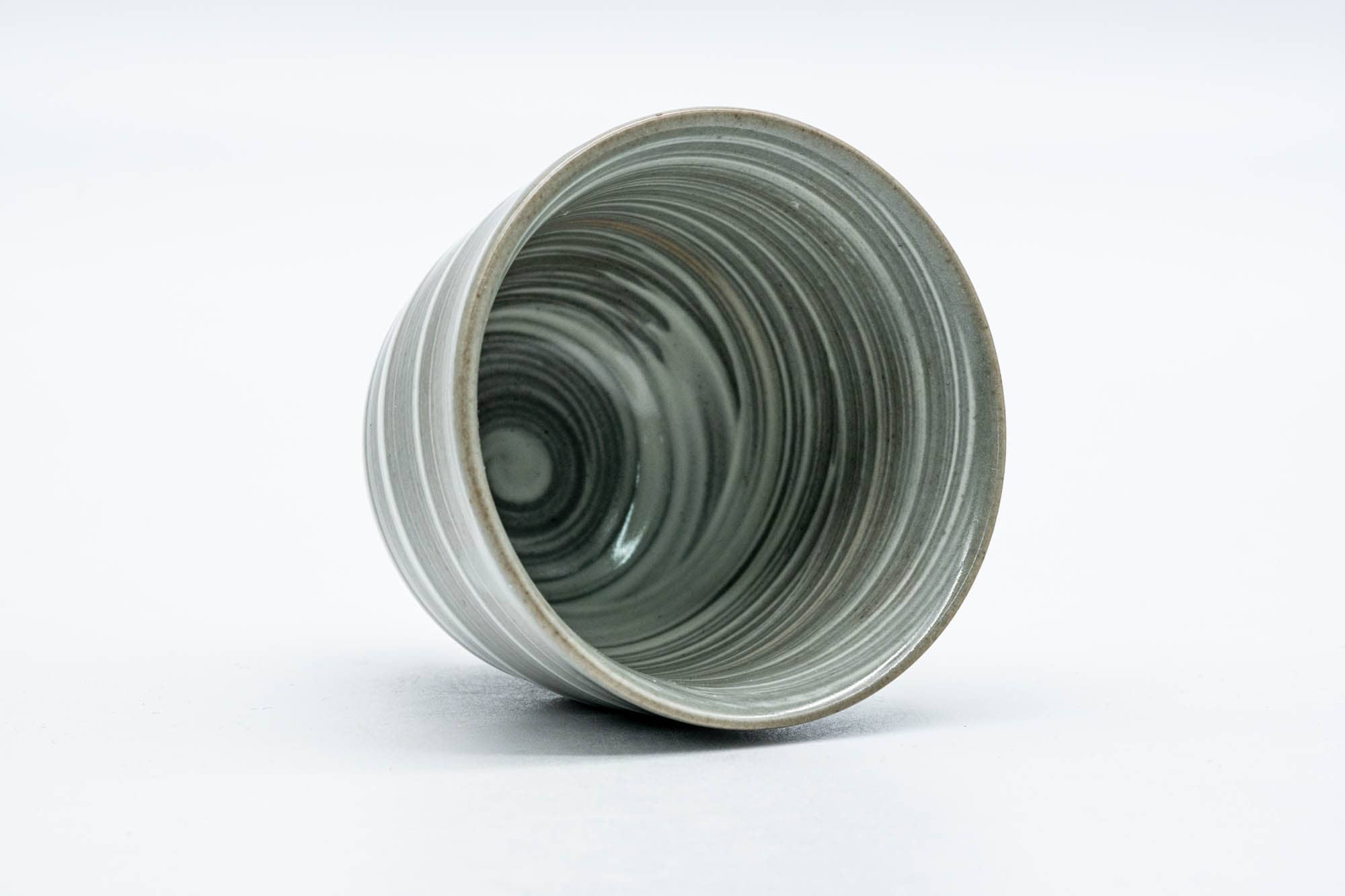 Japanese Teacup - Spiraling Grey White Glazed Yunomi - 130ml
