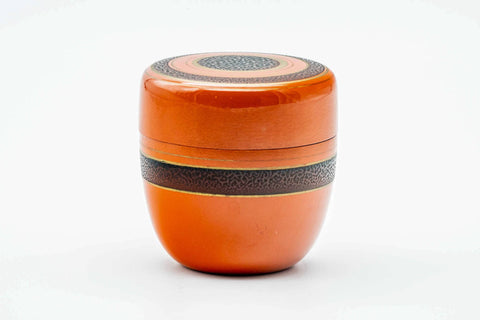 Japanese Natsume - Gold Striped Red Lacquer Matcha Tea Caddy - 110ml
