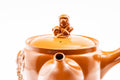 Tezumi — Japanese Kyusu - Monkeys and Leaves Tokoname-yaki Mesh Filter Teapot - 400ml — closeup of the base