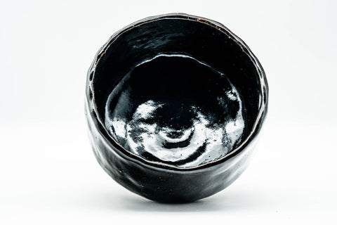 Japanese Matcha Bowl - Jet Black Glazed Wabi-Sabi Chawan - 350ml