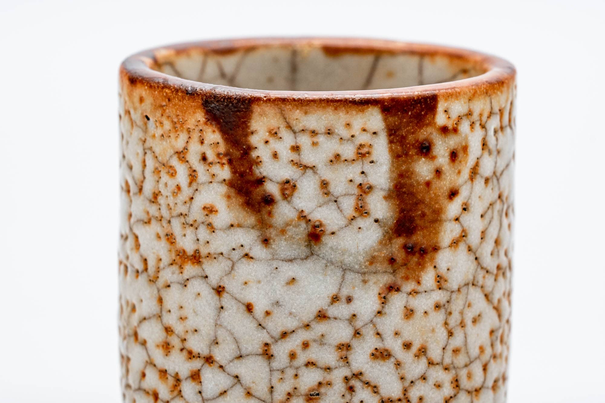 Japanese Teacup - Orange Shino Glazed Mino-yaki Guinomi - 55ml