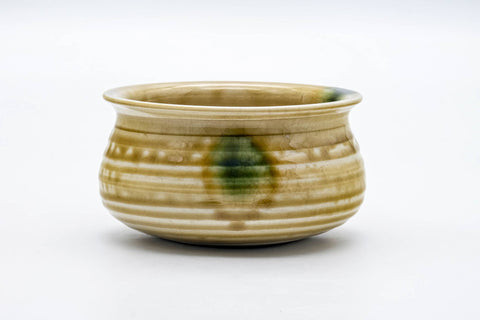 Japanese Kensui - Green Yellow Glazed Seto-yaki Tea Ceremony Water Bowl - 580ml