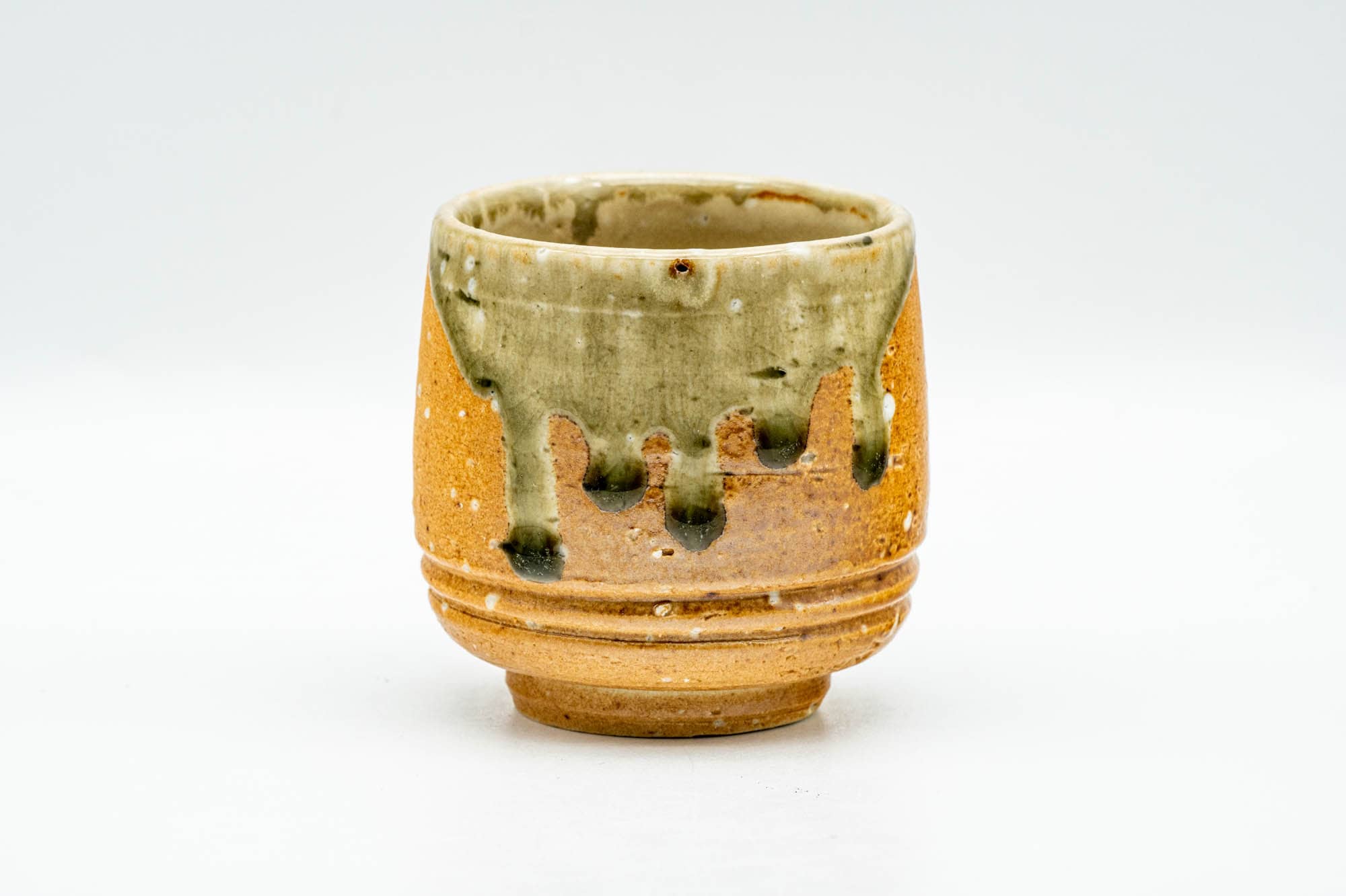 Japanese Teacup - Orange Green Drip-Glazed Shigaraki-yaki Yunomi - 120ml