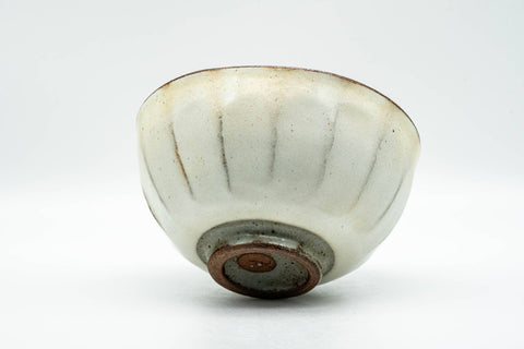 Tezumi — Japanese Matcha Bowl - Milky White Glazed Faceted Chawan - 250ml — top-down view of the interior