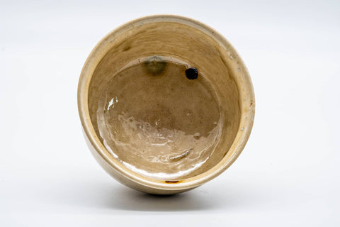 Japanese Matcha Bowl - Crazed Drip-Glazed Yellow Bajyohai Chawan - 300ml