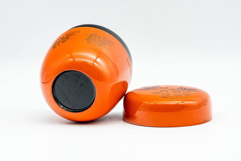 Japanese Natsume - Orange Black Lacquer Floral Matcha Tea Canister - 100ml