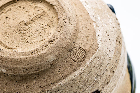 Japanese Matcha Bowl - 松本鐵山 Matsumoto Tetsuzan - Crazed Green Glazed Ao-Oribe Chawan - 350ml