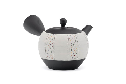 Black White Pearlescent Dots Tokoname Teapot - 300ml