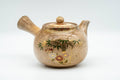 Tezumi — Japanese Kyusu - Weathered Beige Floral Bamboo Decorated Debeso Teapot - 270ml — three-quarter view