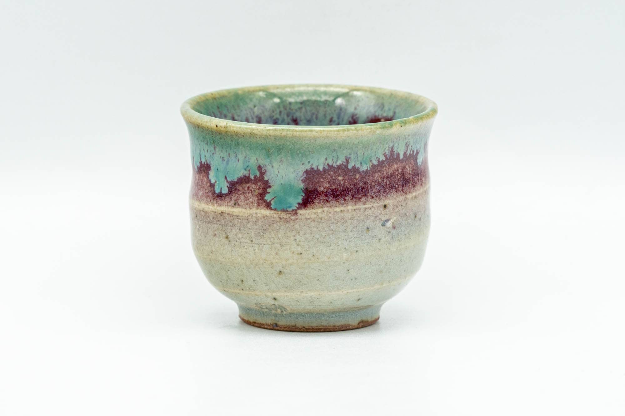 Japanese Teacup - Green Purple Drip-Glazed Guinomi - 35ml