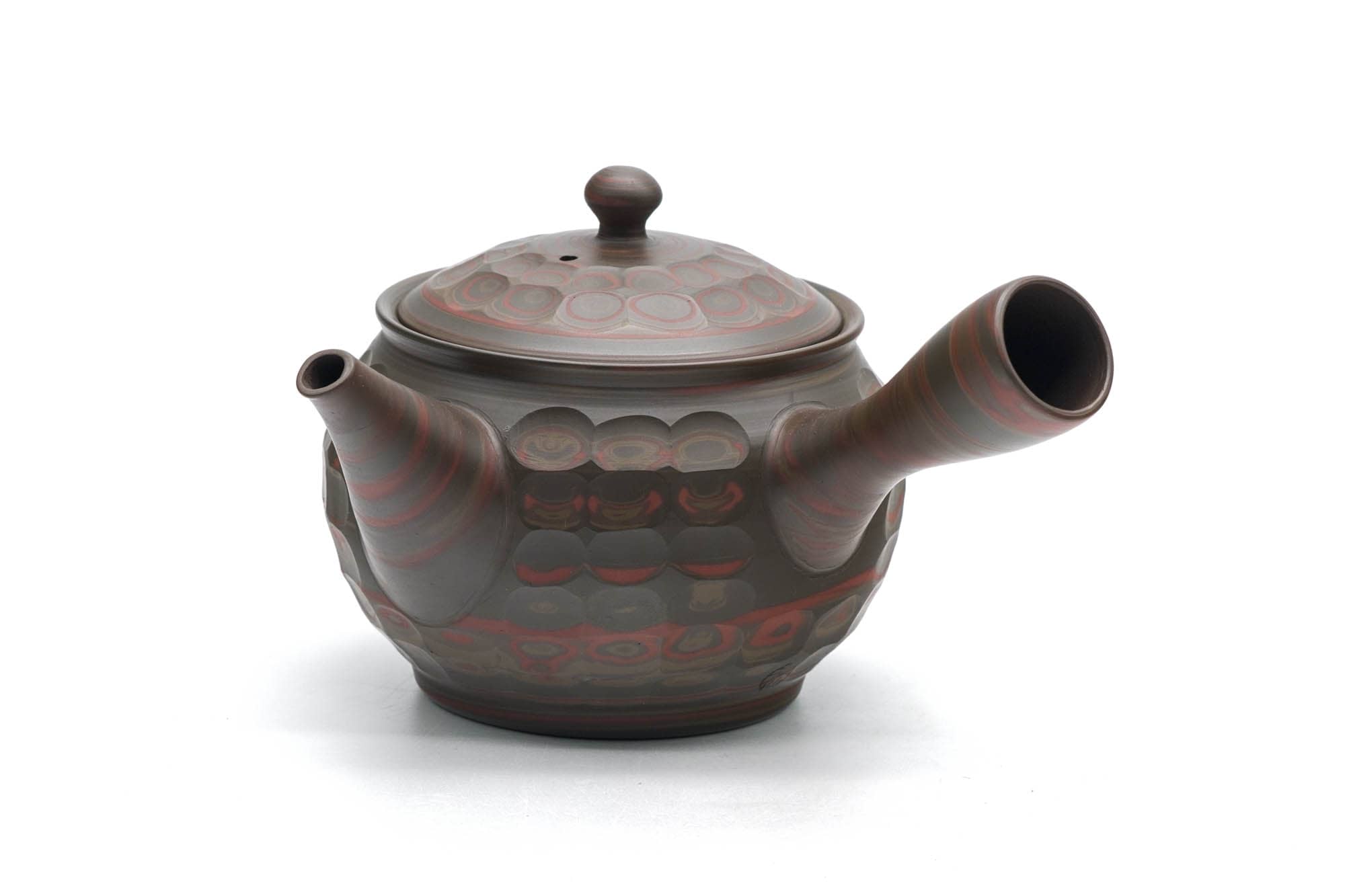 Japanese Kyusu - 小西研二 Konishi Kenji - 友仙 Yusen - Faceted Green Nerikomi Tokoname-yaki Teapot - 280ml