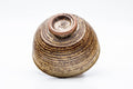 Japanese Matcha Bowl - Brown Spiraling Irabo Wan-nari Chawan - 475ml - underside view showing the unglazed foot ring (kodai)