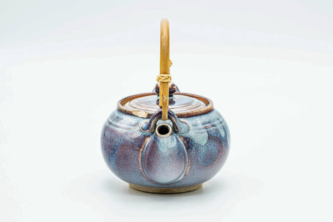 Japanese Dobin - Blue Purple Glazed Top-Handled Ceramic Filter Teapot - 340ml