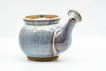 Japanese Kyusu - Large Blue Hare's Fur Glazed Debeso Teapot - 550ml - three-quarter view showing the side handle