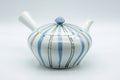 Japanese Kyusu - Blue Striped Arita-yaki Debeso Teapot - 300ml - Tezumi