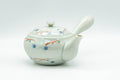 Tezumi — Japanese Kyusu - Geometric Polka-Dotted Arita-yaki Debeso Teapot - 130ml — three-quarter view from the opposite side
