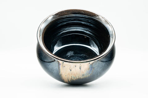Tezumi — Japanese Kensui - Jet Black Hare's Fur Glazed Water Bowl - 450ml — three-quarter view