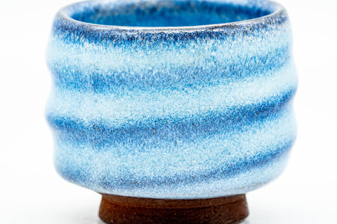 Japanese Teacup - Blue Shino Glazed Spiraling Guinomi - 60ml