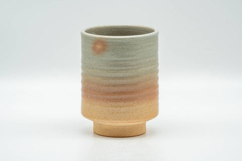 Tezumi — Japanese Teacup - Beige Pink Spiraling Hagi-yaki Yunomi - 160ml — front view from another angle