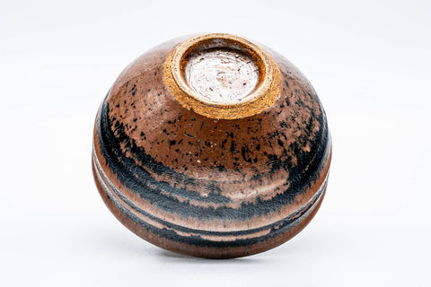 Japanese Matcha Bowl - Black Brown Spiraling Chawan - 250ml