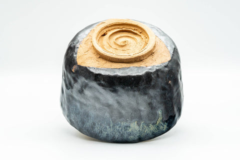 Japanese Matcha Bowl - Blue Hare's Fur Black Drip-Glazed Wabi-Sabi Chawan - 500ml