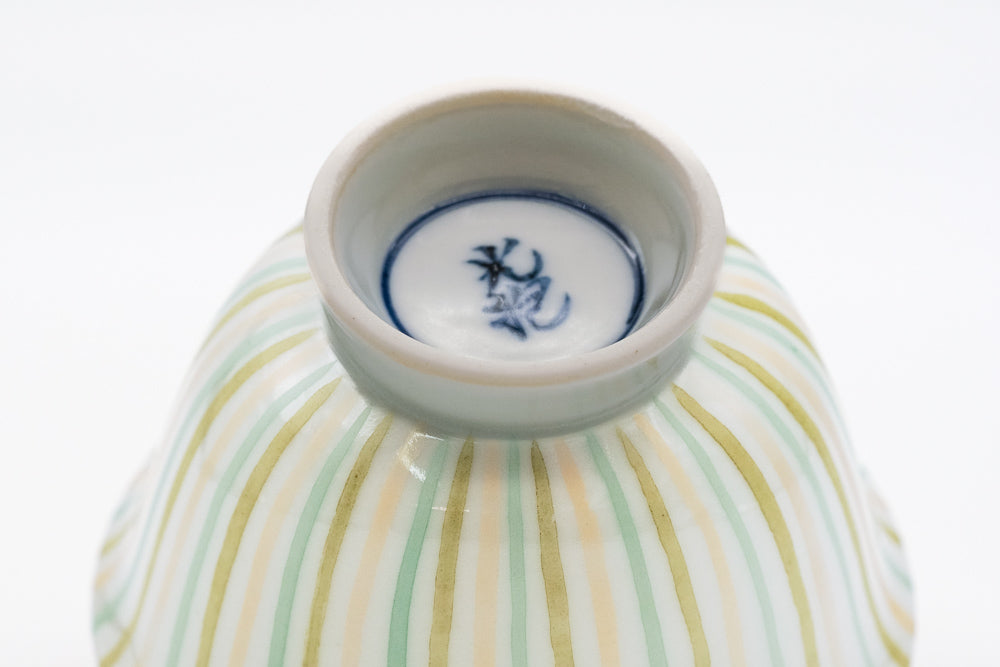 Japanese Teacup - 倉元 真佐夫 Kuramoto Masao - Striped Tokusa Senchawan - 40ml