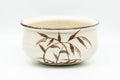 Japanese Kensui - Small Long Grass White Glazed Water Bowl - 300ml - front view of bowl